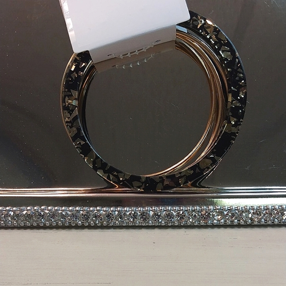 Chic Gold tone and Black Bangle Set, 5 total. NWT